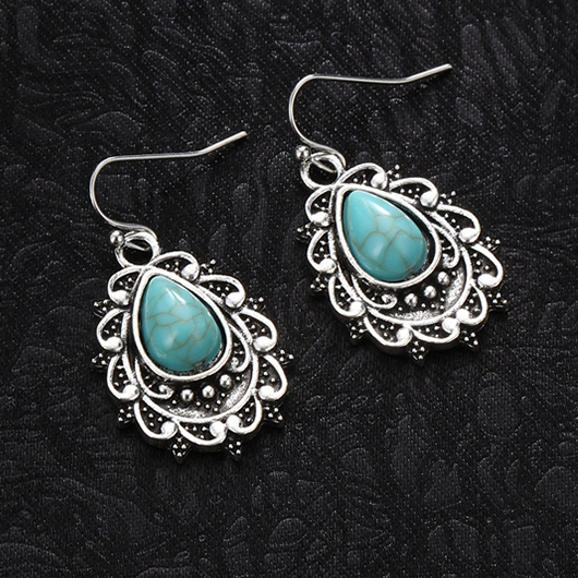 Alloy Detail Teardrop Mint Green Earrings