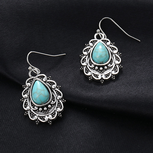 Alloy Detail Teardrop Mint Green Earrings