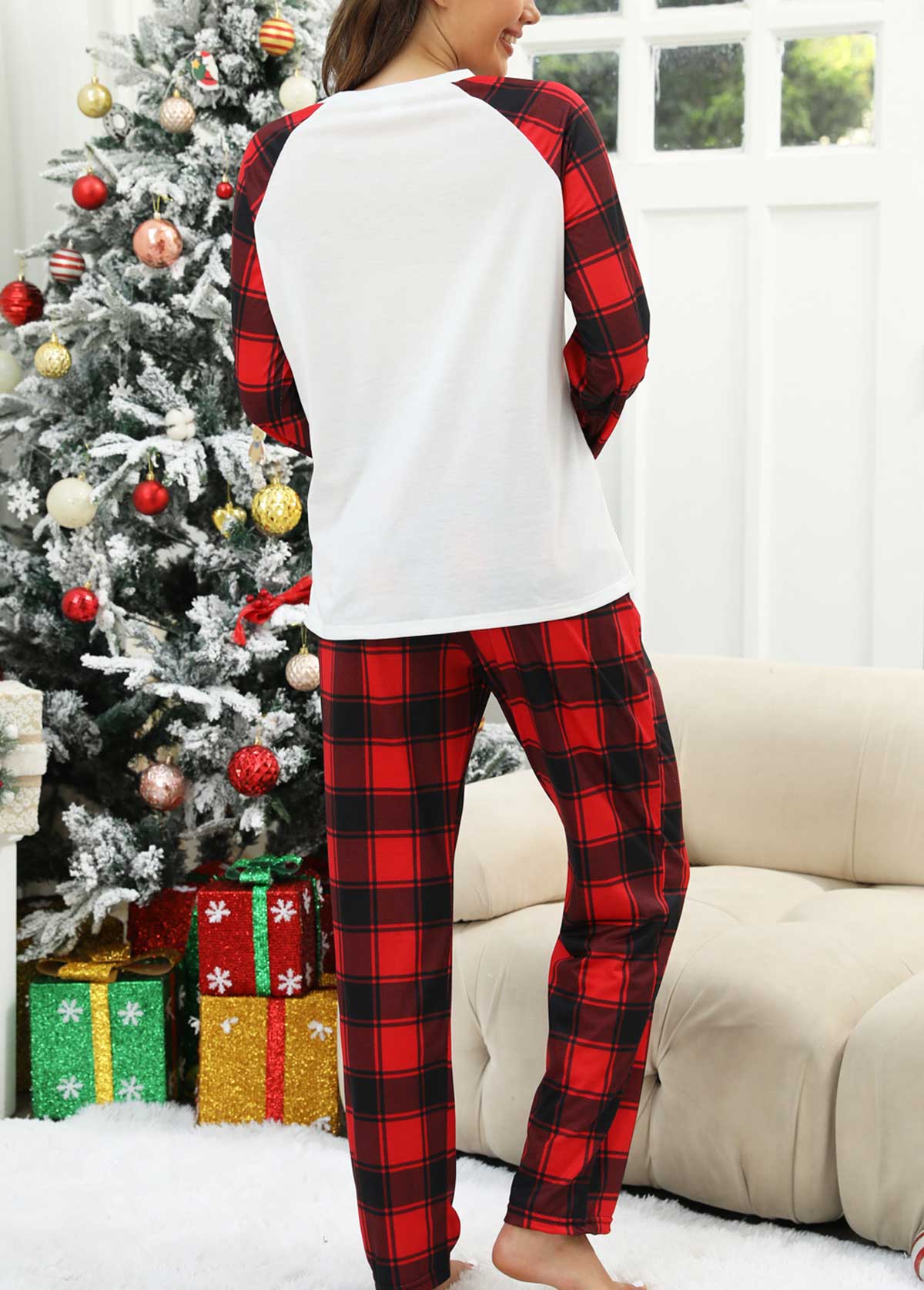 Red loungewear,Christmas loungewear,Red Christmas Round Neck Lounge Top and Pants