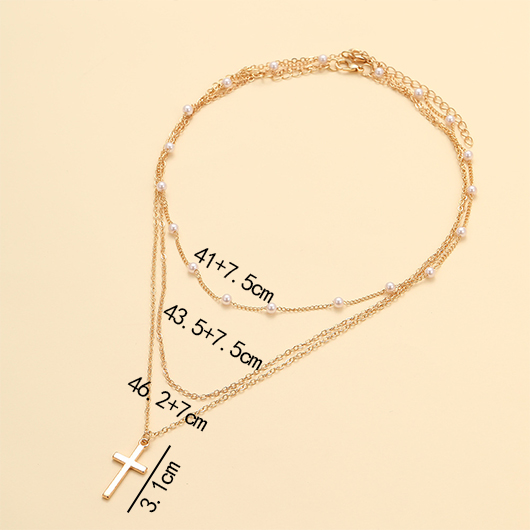 Golden jewelry,Gold Alloy Material Multi-layer Pearl Necklace