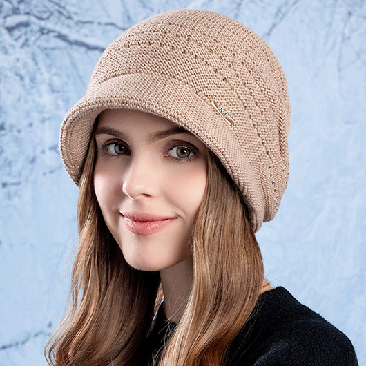 Light Coffee accessories,Plain Color accessories,Light Coffee Acrylic Detail Knitted Hat