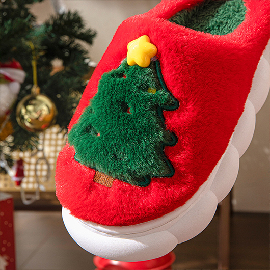 Red shoes,Christmas shoes,Christmas Red Falt Closed Toe Slippers