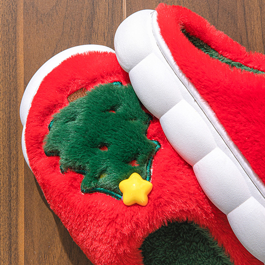 Red shoes,Christmas shoes,Christmas Red Falt Closed Toe Slippers