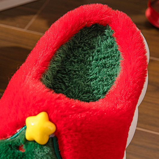 Red shoes,Christmas shoes,Christmas Red Falt Closed Toe Slippers