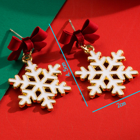 Red jewelry,Christmas Snowflake Red Alloy Detail Earrings