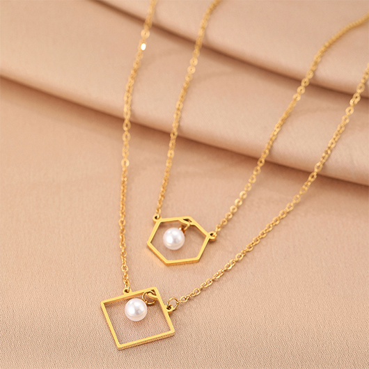 Golden jewelry,Geometric Golden Stainless Steel Material Necklace