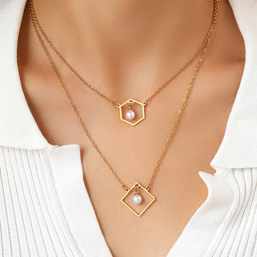 Golden jewelry,Geometric Golden Stainless Steel Material Necklace