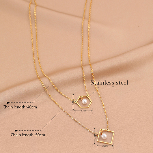 Golden jewelry,Geometric Golden Stainless Steel Material Necklace