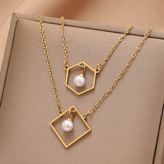 Golden jewelry,Geometric Golden Stainless Steel Material Necklace