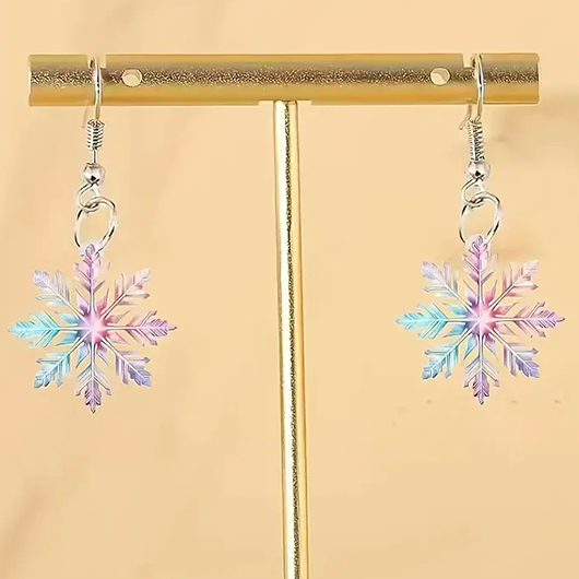 Multi Color jewelry,Christmas Snowflake Multi Color Acrylic Earrings