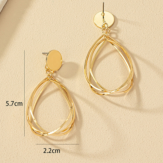 Golden jewelry,Droplet Layered Metal Detail Gold Earrings