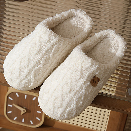 Beige shoes,Animal Print Beige Falt Closed Toe Slippers