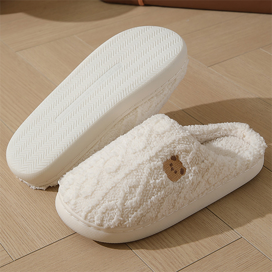 Beige shoes,Animal Print Beige Falt Closed Toe Slippers