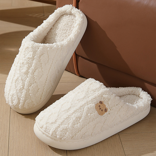Beige shoes,Animal Print Beige Falt Closed Toe Slippers