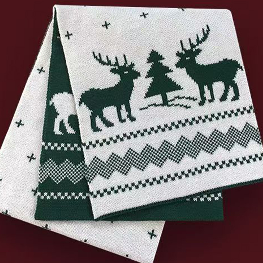 Green accessories,Christmas accessories,Christmas Elk Print Green Polyester Detail Scarf