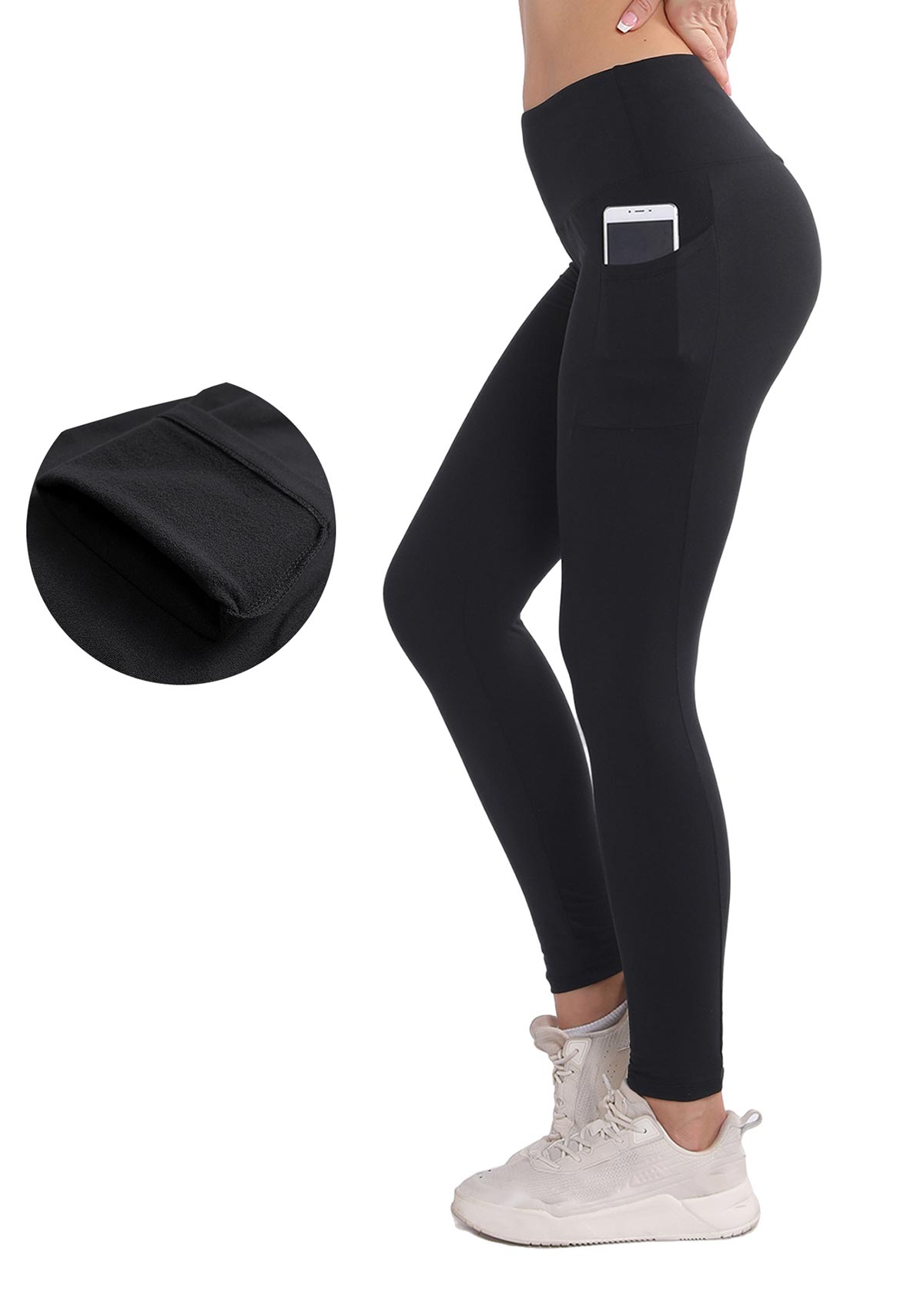 Black bottoms,Plain Color bottoms,Black High Waisted Elastic Waist Ankle Length Leggings