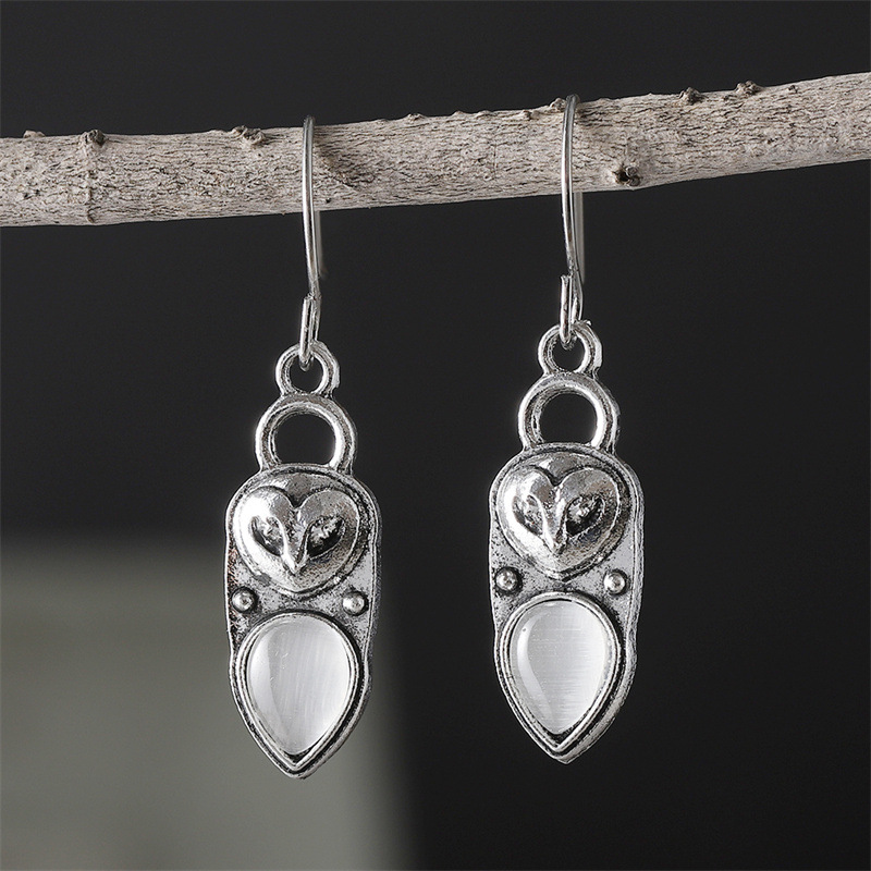 Silver Teardrop Fox Alloy Geometric Earrings