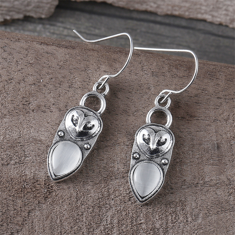 Silver Teardrop Fox Alloy Geometric Earrings