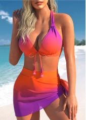 Multi Color swimwear,Rainbow Color swimwear,Ombre swimwear,ROTITA Tie Multi Color Ombre High Waisted Bikini Set