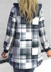 Dark Grey tops,Geometric tops,Striped tops,ROTITA Geometric Print Grey Coat