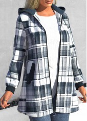 Dark Grey tops,Geometric tops,Striped tops,ROTITA Geometric Print Grey Coat