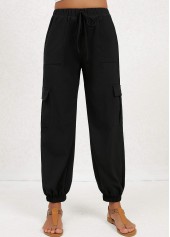 Pantalon de jogging noir à double poches latérales taille élastique