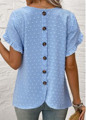 chemisier bleu poussiéreux à manches courtes et col rond