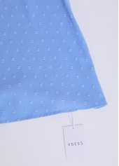 Dusty Blue tops,Plain Color tops,Button Dusty Blue Round Neck Short Sleeve Blouse