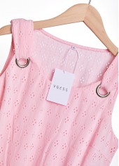 Pink tops,Plain Color tops,ROTITA Textured Fabric Pink Scoop Neck Tank Top