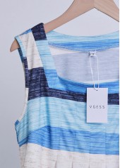 Light Blue plus size,Dusty Blue plus size,Striped plus size,Geometric plus size,ROTITA Plus Size Button Light Blue Striped Sleeveless Tank Top