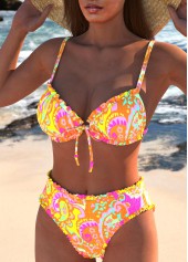 Multi Color swimwear,Paisley swimwear,ROTITA Frill Multi Color Paisley Print Bikini Set