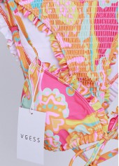 Multi Color swimwear,Paisley swimwear,ROTITA Frill Multi Color Paisley Print Bikini Set