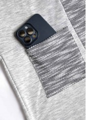 Light Grey plus size,Contrast Color plus size,ROTITA Plus Size Patchwork Light Grey Long Sleeve Hoodie