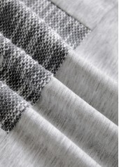 Light Grey plus size,Contrast Color plus size,ROTITA Plus Size Patchwork Light Grey Long Sleeve Hoodie