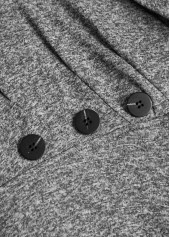 Grey tops,Plain Color tops,ROTITA Patchwork Grey Turn Down Collar Long Sleeve Blouse