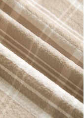 Light Coffee tops,Plaid tops,Striped tops,Geometric tops,ROTITA Button Plaid Light Coffee Shirt Collar Long Sleeve Blouse