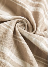 Light Coffee tops,Plaid tops,Striped tops,Geometric tops,ROTITA Button Plaid Light Coffee Shirt Collar Long Sleeve Blouse