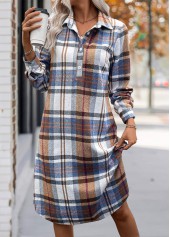 Multi Color dresses,Plaid dresses,Everyday dresses,Casual dresses,ROTITA Plus Size Tummy Coverage Plaid Multi Color Dress