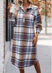 Multi Color dresses,Plaid dresses,Everyday dresses,Casual dresses,ROTITA Plus Size Tummy Coverage Plaid Multi Color Dress