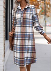 Multi Color dresses,Plaid dresses,Everyday dresses,Casual dresses,ROTITA Plus Size Tummy Coverage Plaid Multi Color Dress