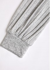 Light Grey plus size,Plain Color plus size,ROTITA Plus Size Patchwork Light Grey V Neck T Shirt