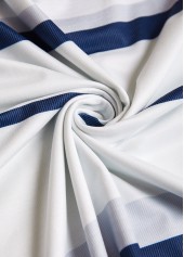 White plus size,Striped plus size,Geometric plus size,ROTITA Plus Size Patchwork White Striped Split Neck T Shirt