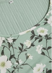 Sage Green dresses,Floral dresses,Plants dresses,Everyday dresses,Casual dresses,ROTITA Tummy Coverage Floral Print Sage Green Round Neck Dress
