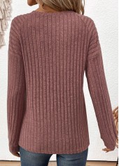 Dark Reddish Purple tops,Plain Color tops,ROTITA Patchwork Dark Reddish Purple Round Neck T Shirt