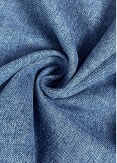 Denim Blue tops,Denim-Effect Print tops,Patchwork Denim Blue Lapel Long Sleeve Coat