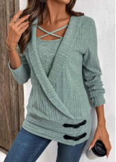 Rotita-Überwurf grün V-Ausschnitt gefälschter zweiteiliger Twinset