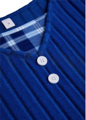 Blue tops,Plaid tops,Striped tops,Geometric tops,ROTITA Button Plaid Blue Fake Two Piece Twinset