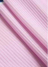 Dusty Blue tops,Pink tops,Striped tops,Geometric tops,ROTITA Zipper Striped Dusty Blue Turn Down Collar Sweatshirt