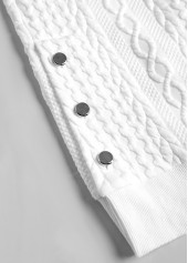 White tops,Plain Color tops,ROTITA Split Pocket White Long Sleeve Hoodie