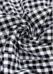 Black bottoms,Plaid bottoms,Plaid Black Elastic Waist High Waisted Pants